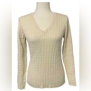 Ann Taylor Cream Cable Knit Sweater